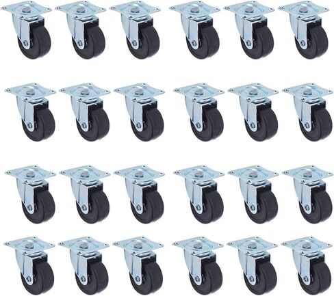 2 Inch Heavy Duty Swivel Caster Rubber Base with Top Plate and Bearing Without Brake 24 Pieces Black in Saudi Arabia