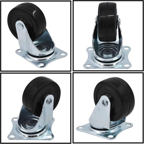 2 Inch Heavy Duty Swivel Caster Rubber Base with Top Plate and Bearing Without Brake 24 Pieces Black in Saudi Arabia