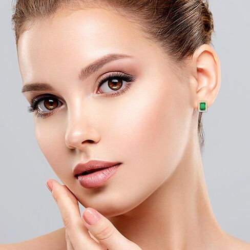 الذهب مستطيلة الزركون الزمرد ترصيع الأقراط للنساء أقراط الأحجار الكريمة مكعب زركونيا جوهرة الأقراط كريستال خمر الأقراط الخضراء للنساء هدية in Saudi Arabia