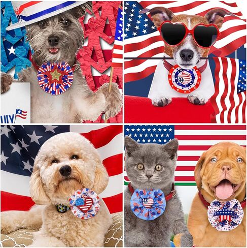 10pcs 4th of July Dog Collar Attachment Bandana, Slide Independence Day Small Dog Necktie Collar Charms, Patriotic Day Dog Collar Grooming Bow Ties for Holiday Dog Cat Collar Accessories in Saudi Arabia
