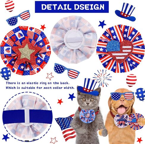 10pcs 4th of July Dog Collar Attachment Bandana, Slide Independence Day Small Dog Necktie Collar Charms, Patriotic Day Dog Collar Grooming Bow Ties for Holiday Dog Cat Collar Accessories in Saudi Arabia