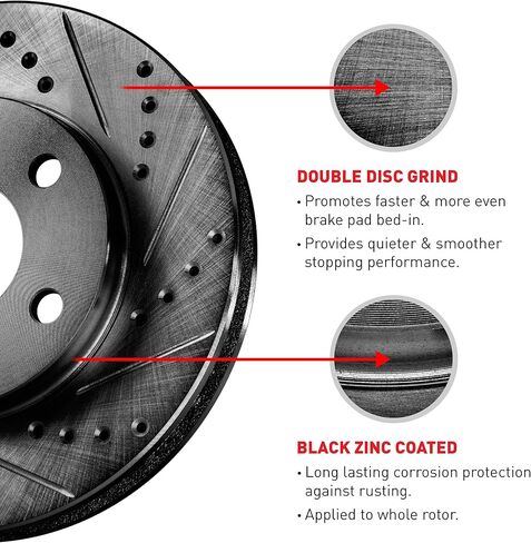 مفاهيم R1 لـ 2011-2017 Audi Q5، A4 Quattro، A5 Quattro، A6، A4 allroad Front Black Zinc Cross حفر دوارات الفرامل المشقوقة in Kuwait