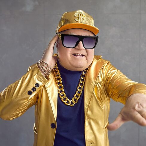 إكسسوارات مغني الراب في الثمانينيات والتسعينيات للرجال، قبعة هيب هوب، نظارات شمسية لمغني الراب في المدرسة القديمة، سوار سلسلة من الذهب الصناعي، سوار بعلامة الدولار، سلسلة حلقية لتزيين الحفلات in Kuwait