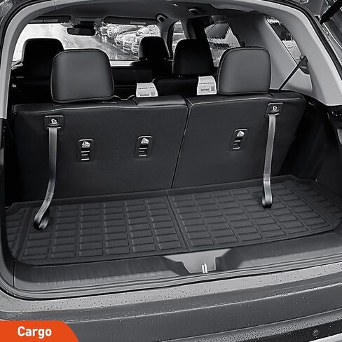 سجادات أرضية لسيارة Honda Pilot 2023 2024، ملحقات OEM داخلية للسيارة مناسبة لجميع الأحوال الجوية للحماية الكاملة، XPE مخصصة مناسبة لسجادات أرضية الركاب Honda Pilot 7/8 وبطانة صندوق البضائع (مجموعة 5 قطع) in Kuwait