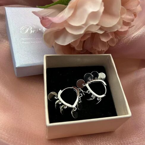 Hoop Earrings Set for Women, Hypoallergenic Hoops Jewelry for girls, 925 Sterling Silver Hoop Earrings, Huggie Hoop Earrings Dangle 5 little discs Drop in Saudi Arabia