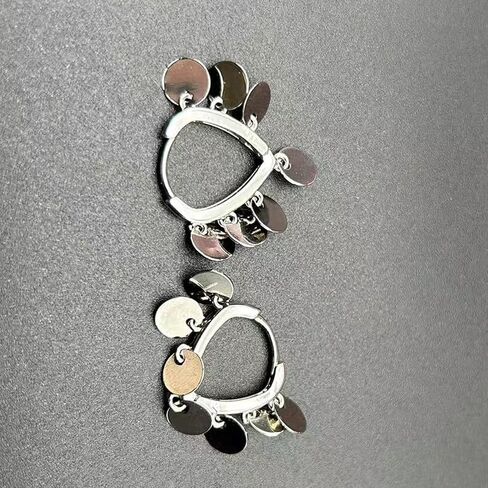 Hoop Earrings Set for Women, Hypoallergenic Hoops Jewelry for girls, 925 Sterling Silver Hoop Earrings, Huggie Hoop Earrings Dangle 5 little discs Drop in Saudi Arabia