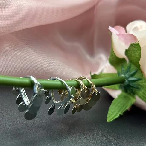 Hoop Earrings Set for Women, Hypoallergenic Hoops Jewelry for girls, 925 Sterling Silver Hoop Earrings, Huggie Hoop Earrings Dangle 5 little discs Drop in Saudi Arabia