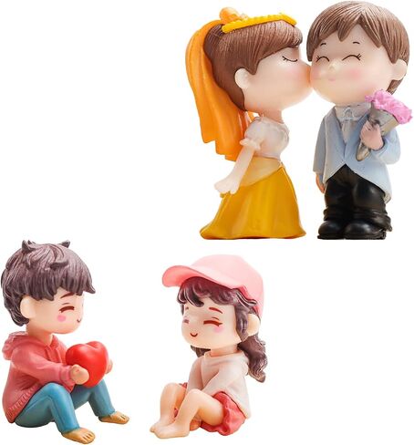 4 Pcs Couple Cake Topper Wedding Cake Toppers Couple Figurines Bride and Groom Cake Topper for Party Decorations in Saudi Arabia