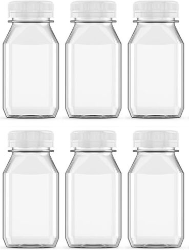 Axe Sickle 6 Pcs 4 Ounce Juice Bottles Plastic Milk Bottles Bulk Beverage Containers with Tamper Evident Caps Lids White for Milk, Juice, Drinks and Other Beverage Containers in Saudi Arabia