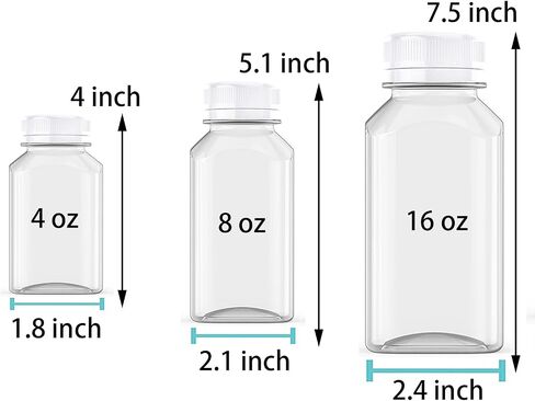 Axe Sickle 6 Pcs 4 Ounce Juice Bottles Plastic Milk Bottles Bulk Beverage Containers with Tamper Evident Caps Lids White for Milk, Juice, Drinks and Other Beverage Containers in Saudi Arabia
