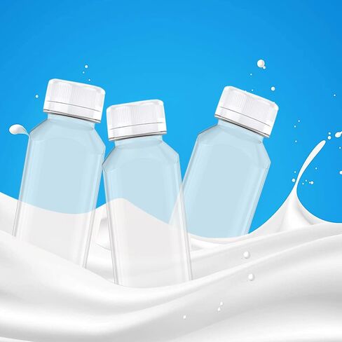 Axe Sickle 6 Pcs 4 Ounce Juice Bottles Plastic Milk Bottles Bulk Beverage Containers with Tamper Evident Caps Lids White for Milk, Juice, Drinks and Other Beverage Containers in Saudi Arabia