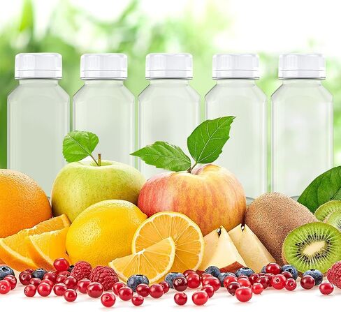 Axe Sickle 6 Pcs 4 Ounce Juice Bottles Plastic Milk Bottles Bulk Beverage Containers with Tamper Evident Caps Lids White for Milk, Juice, Drinks and Other Beverage Containers in Saudi Arabia