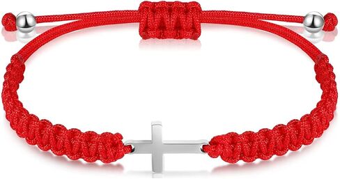 اليدوية مضفر الصليب الأسود الأحمر سلسلة حماية سوار الصليب سحر قابل للتعديل اليدوية مطابقة زوجين أساور للنساء الرجال in Kuwait