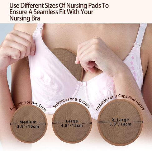 Organic Bamboo Nursing Breast Pads - 10-Pack Reusable Non-Slip Nipple Pads for Breastfeeding New Moms Postpartum Essentials (3.9inch) with Washing Bags and Handbags（Middle，White） in Saudi Arabia