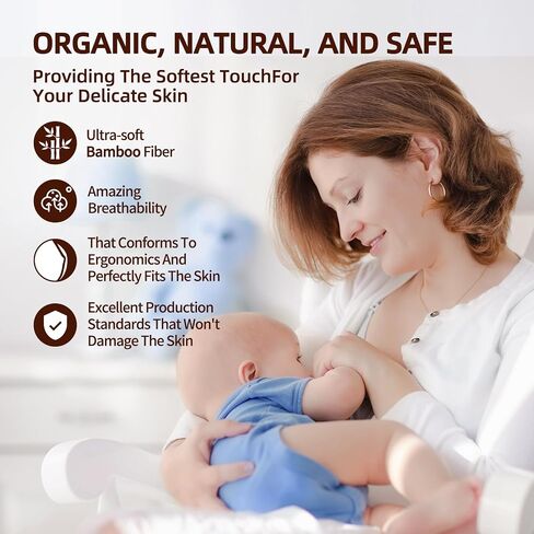 Organic Bamboo Nursing Breast Pads - 10-Pack Reusable Non-Slip Nipple Pads for Breastfeeding New Moms Postpartum Essentials (3.9inch) with Washing Bags and Handbags（Middle，White） in Saudi Arabia