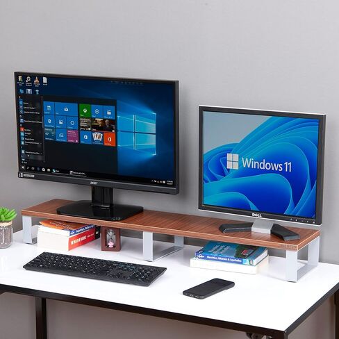 Dual Monitor Riser Stand for 2 Monitors; Extra Long; Desk & Table Top Organiser (Large Black, Large) in Saudi Arabia