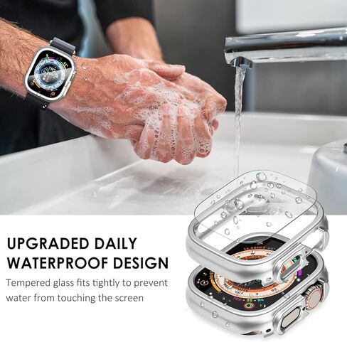 حافظة WINGLE مقاومة للماء لساعة Apple Watch Ultra واقي شاشة 49 مم مع طبقة من الزجاج المقسى، [5+5 عبوات] إطار صلب من البولي كربونات ممتص للصدمات كامل 2 في 1 لحافظات iWatch Ultra 49 مم للرجال in Kuwait