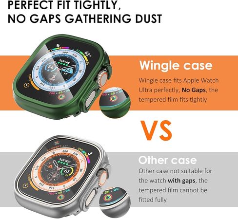 حافظة WINGLE مقاومة للماء لساعة Apple Watch Ultra واقي شاشة 49 مم مع طبقة من الزجاج المقسى، [5+5 عبوات] إطار صلب من البولي كربونات ممتص للصدمات كامل 2 في 1 لحافظات iWatch Ultra 49 مم للرجال in Kuwait