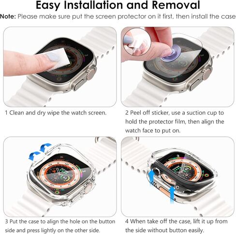 حافظة WINGLE مقاومة للماء لساعة Apple Watch Ultra واقي شاشة 49 مم مع طبقة من الزجاج المقسى، [5+5 عبوات] إطار صلب من البولي كربونات ممتص للصدمات كامل 2 في 1 لحافظات iWatch Ultra 49 مم للرجال in Kuwait