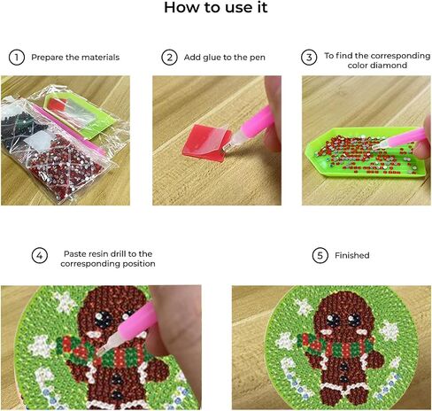 Takotas Kit of 8 PCS Diamond Coasters: Art, Painting, Various Designs for Adults and Kids, Holder Included, DIY Fun, Non-Slip, Art, Painting, Craft, (OWL) in Saudi Arabia