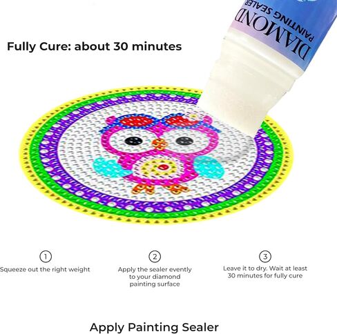 Takotas Kit of 8 PCS Diamond Coasters: Art, Painting, Various Designs for Adults and Kids, Holder Included, DIY Fun, Non-Slip, Art, Painting, Craft, (OWL) in Saudi Arabia