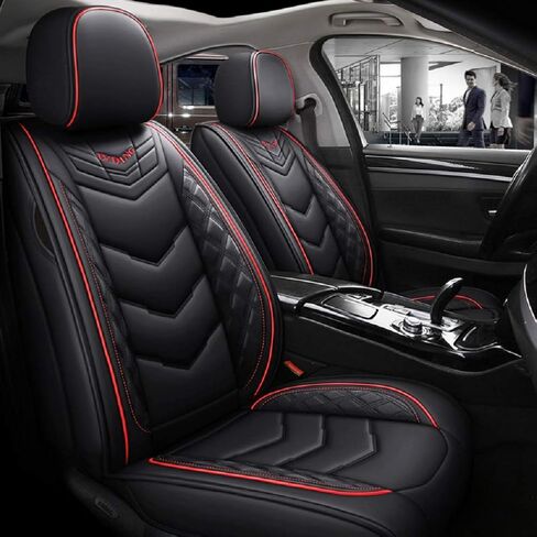 LK-1 LK01-Fashion PU Breathable Leather car seat Cover 5-Seater Universal fit (Black and Pink) in Saudi Arabia