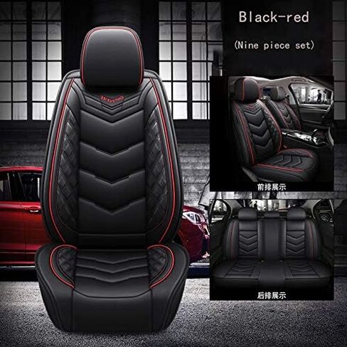 LK-1 LK01-Fashion PU Breathable Leather car seat Cover 5-Seater Universal fit (Black and Pink) in Saudi Arabia