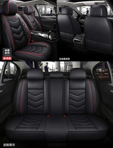 LK-1 LK01-Fashion PU Breathable Leather car seat Cover 5-Seater Universal fit (Black and Pink) in Saudi Arabia