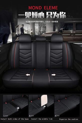 LK-1 LK01-Fashion PU Breathable Leather car seat Cover 5-Seater Universal fit (Black and Pink) in Saudi Arabia