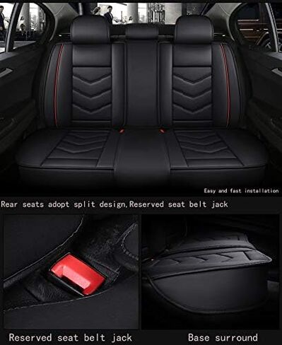 LK-1 LK01-Fashion PU Breathable Leather car seat Cover 5-Seater Universal fit (Black and Pink) in Saudi Arabia