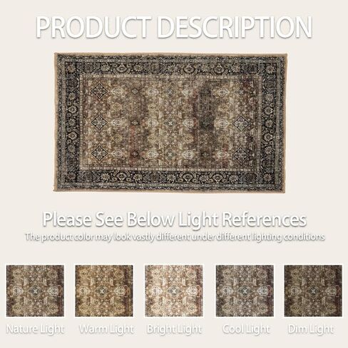 Vintage Floral Indoor Door Mat Area Rug,2x3 Entryway Washable Rug Non Slip Low Pile Small Area Rug for Front Door Entrance Kitchen Laundry Bedroom Beside and Bathroom.(Beige, 2'×3') in Saudi Arabia