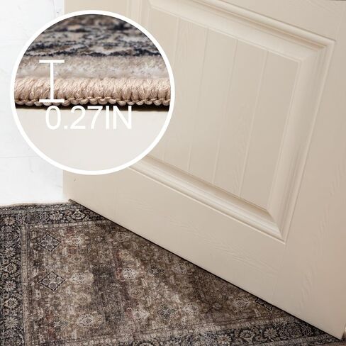 Vintage Floral Indoor Door Mat Area Rug,2x3 Entryway Washable Rug Non Slip Low Pile Small Area Rug for Front Door Entrance Kitchen Laundry Bedroom Beside and Bathroom.(Beige, 2'×3') in Saudi Arabia