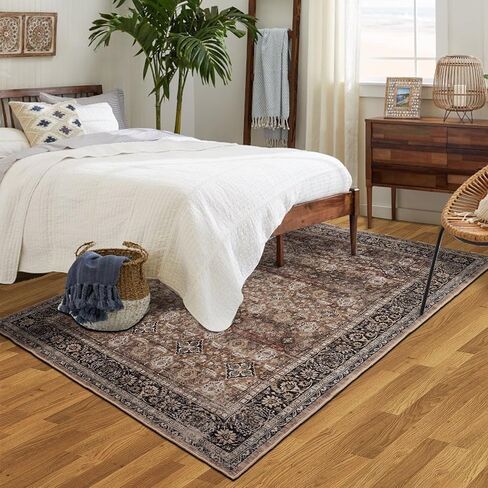 Vintage Floral Indoor Door Mat Area Rug,2x3 Entryway Washable Rug Non Slip Low Pile Small Area Rug for Front Door Entrance Kitchen Laundry Bedroom Beside and Bathroom.(Beige, 2'×3') in Saudi Arabia