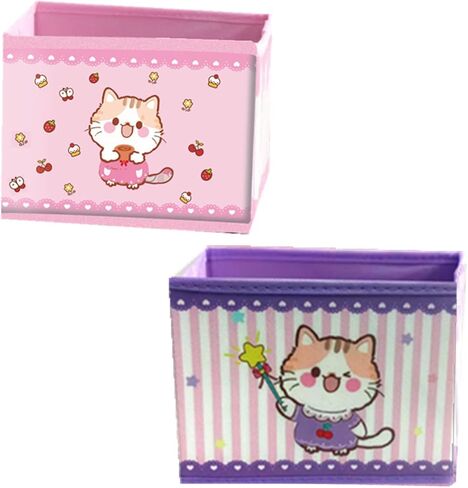 صندوق تخزين مكتب القطة، منظم قلم رصاص لغرفة البنات، حامل قرطاسية Kawaii، مجموعة من 2 حامل قلم رصاص للقطط، منظم سطح المكتب متعدد الأغراض in Kuwait