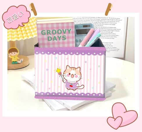 صندوق تخزين مكتب القطة، منظم قلم رصاص لغرفة البنات، حامل قرطاسية Kawaii، مجموعة من 2 حامل قلم رصاص للقطط، منظم سطح المكتب متعدد الأغراض in Kuwait