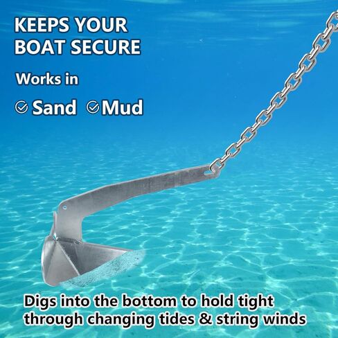 Boat Anchors, Delta Boat Anchor, Galvanized Steel Delta-Style Boat Anchor 9lbs/11lbs/13lbs/15.5lbs/18lbs/22lbs/33lbs Wing Style Triangle Anchor, for Pontoon, Deck, Fishing Boats, Sail in Saudi Arabia
