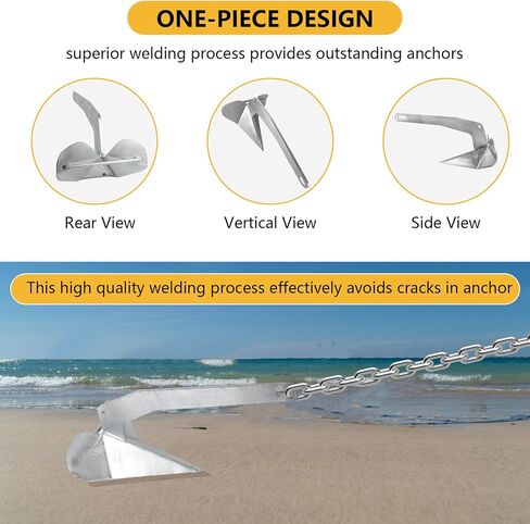 Boat Anchors, Delta Boat Anchor, Galvanized Steel Delta-Style Boat Anchor 9lbs/11lbs/13lbs/15.5lbs/18lbs/22lbs/33lbs Wing Style Triangle Anchor, for Pontoon, Deck, Fishing Boats, Sail in Saudi Arabia