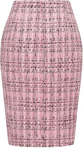 Mywinway Plaid Skirts for Women 2023 Fall Winter Knee Length Wool Pencil Skirt in Saudi Arabia