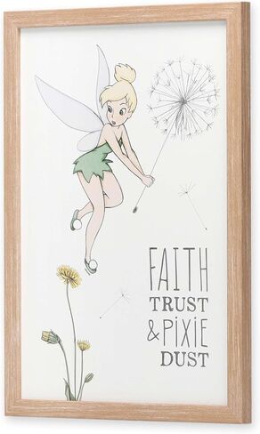 Disney Peter Pan Tinker Bell Faith Trust Pixie Dust Framed Wood Wall Decor | Cute Tinker Bell Picture for Bedroom or Home Decor in Saudi Arabia