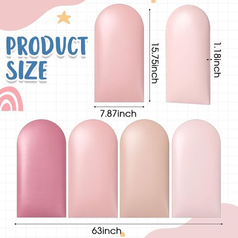 4 Pcs Anti Collision 3D Wall Padding for Kids 15.75 x 7.87 Inch Peel and Stick Padded Wall Panels for Bedroom Pink Upholstered Headboard Decor for Nursery Playroom Wall Protection in Saudi Arabia