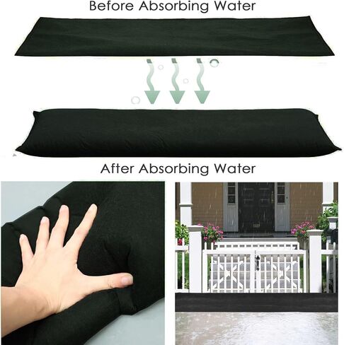 Water Activated Flood Barrier Water Barrier Sandless Sand Bags for Garage Water Barrier Flood Prevention Barriers Reusable Sand Bags Window Flood Control in Rainy Season (3，10 ft，Black) in Saudi Arabia