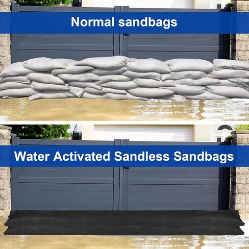 Water Activated Flood Barrier Water Barrier Sandless Sand Bags for Garage Water Barrier Flood Prevention Barriers Reusable Sand Bags Window Flood Control in Rainy Season (3，10 ft，Black) in Saudi Arabia