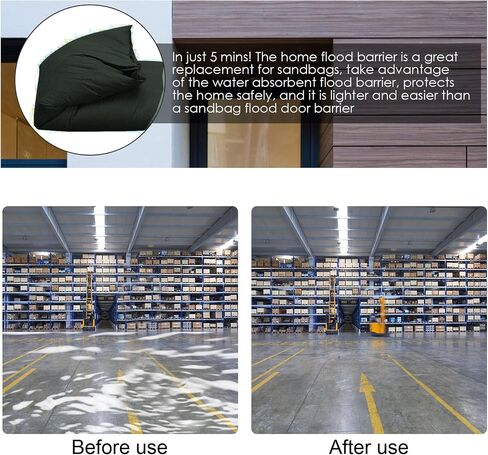 Water Activated Flood Barrier Water Barrier Sandless Sand Bags for Garage Water Barrier Flood Prevention Barriers Reusable Sand Bags Window Flood Control in Rainy Season (3，10 ft，Black) in Saudi Arabia