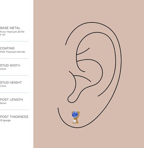 | Hypoallergenic Earrings | Titanium Kids Little Lux Mini Coco Stud Earrings | Sapphire Crystal Detail | Titanium Stud Earrings for Women | Earrings Studs, Sensitive Ears, Earring Set in Saudi Arabia