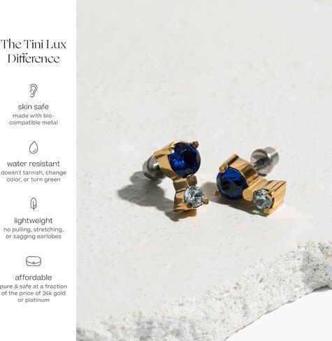 | Hypoallergenic Earrings | Titanium Kids Little Lux Mini Coco Stud Earrings | Sapphire Crystal Detail | Titanium Stud Earrings for Women | Earrings Studs, Sensitive Ears, Earring Set in Saudi Arabia