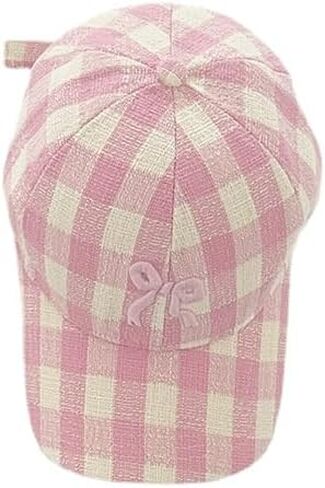 Cute Bow Embroidered Checkered Hat Women's Sunshade Hat Baseball Hat Retro Golf Hat Running Hat Caps Baseball Cap in Saudi Arabia