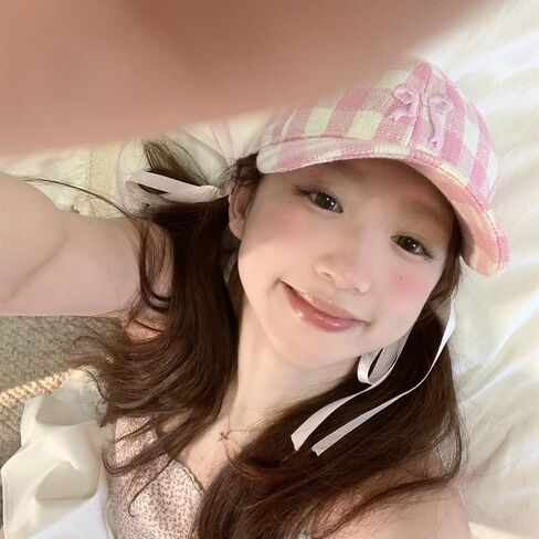 Cute Bow Embroidered Checkered Hat Women's Sunshade Hat Baseball Hat Retro Golf Hat Running Hat Caps Baseball Cap in Saudi Arabia