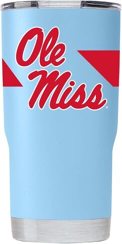 Gametime Sidekicks Ole Miss 20oz Light Blue Tumbler - Officially Licensed, 18/8 Stainless Steel, Double-walled, Vacuum-insulated, UV LED Printed Logos, Sweatless, Stays Hot/Cold - 360 Wrap in Saudi Arabia