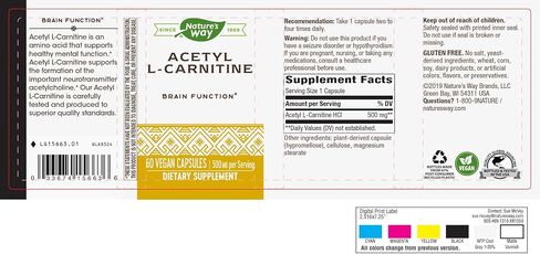 Nature's Way Acetyl L-Carnitine, Supports Brain Function*, 500mg Per Serving, 60 Capsules in Saudi Arabia