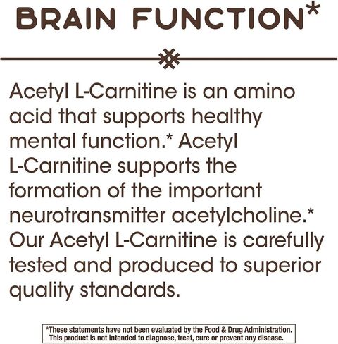 Nature's Way Acetyl L-Carnitine, Supports Brain Function*, 500mg Per Serving, 60 Capsules in Saudi Arabia